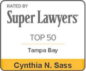 Badge for Rated by Super Lawyers TOP 50 Tampa Bay CYNTHIA N. SASS