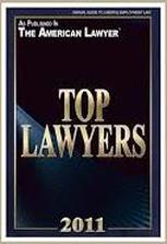 AMERICAN LAWYER TOP LAWYERS 2011 Cynthia Sass Tampa Employment Attorney – black vertical rectangle with white space around the outside edge and then a narrow gold border, and another narrow gold border inset on the black portion, and inside that gold border, 1st line top left corner in small white letters capped “As Published By”, 2nd underneath and to the left in all capped white letters “THE AMERICAN LAWYER”, in the middle of the rectangle, centered in shaded gold capped letters, 3rd line “TOP, and 4th line ‘LAWYERS”, at the bottom of the rectangle dividing the bottom gold border is the 5th line in large shaded gold numbers “2011”