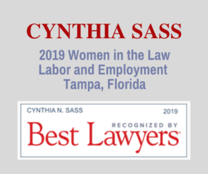 Image for Cynthia Sass 2019 Womein the Law Labor and Employment Tampa Florida recognized by Best Lawyers 