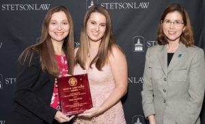 Picture of Employee Rights Attorney Yvette Everhart with Gary Vause Award Recepient at Stetson University College of Law Graduation 05.18.2018