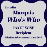 Image for Listed in Marquis Who's Who Janet Wise Recipient Lifetime Achievement Award 2019