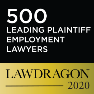 Gold and Black badge for 500 Leading Plaintiff Employment Lawyers by Lawdragon 2020