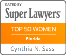 Badge Rated by SuperLawyers Top 50 Women Florida Cynthia N. Sass