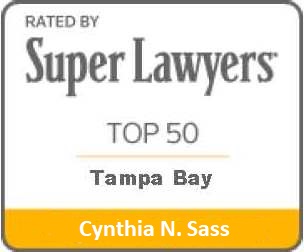 Badge for Cynthia Sass Rated by Super Lawyers Top 50 Attorneys in Tampa Bay