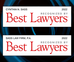 Badges for Cynthia N. Sass and Sass Law Firm recognized by Best Lawyers 2022