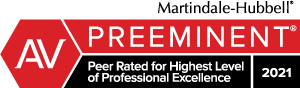 AV Rated Preeminent by Martindale-Hubbell Peer Rated for Highest Level of Professional Excellence 2021 badge