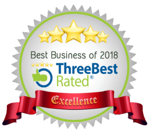 Badge from ThreeBest Rated Best Business of 2018 