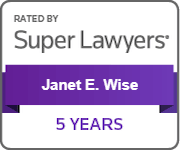 badge for 5 year Rated by Super Lawyers for Janet E Wise