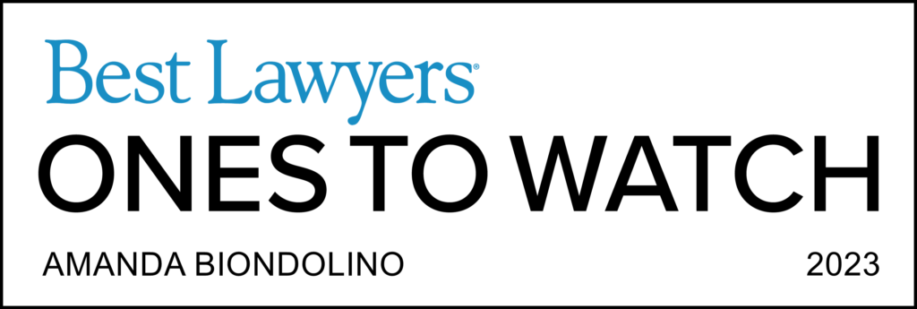 Badge for Best Lawyers Ones to Watch Amanda Biondolino 2023