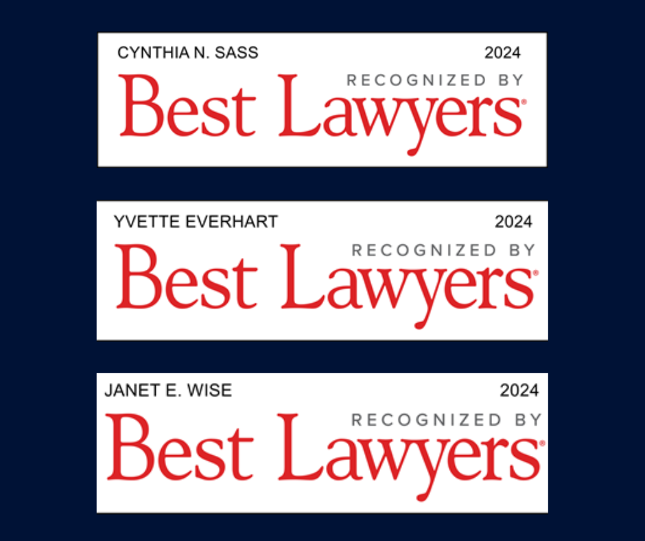 Sass Law Firm Best Lawyers Badges for Cynthia Sass, Yvette Everhart and Janet Wise