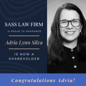 Adria Lynn Silva's announcement of becoming a shareholder of Sass Law Firm