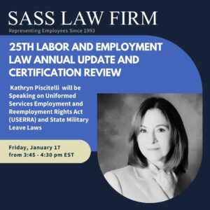 Announcement for Attorney Kathryn Piscitelli spoke at The Florida Bar’s 25th Annual Labor and Employment Law Update and Certification Review in Tampa, Florida, January 2025.