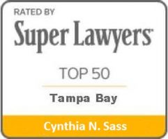 Badge for Cynthia Sass Rated by Super Lawyers Top 50 Attorneys in Tampa Bay
