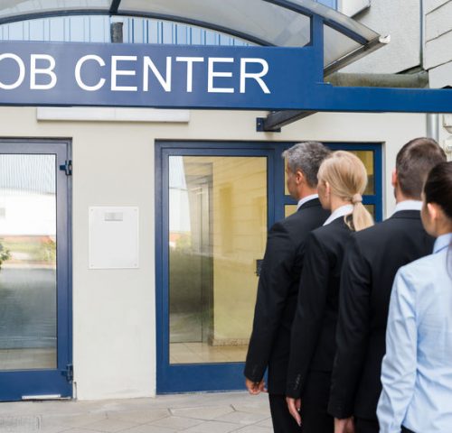 picture of people in line for job center unemployment